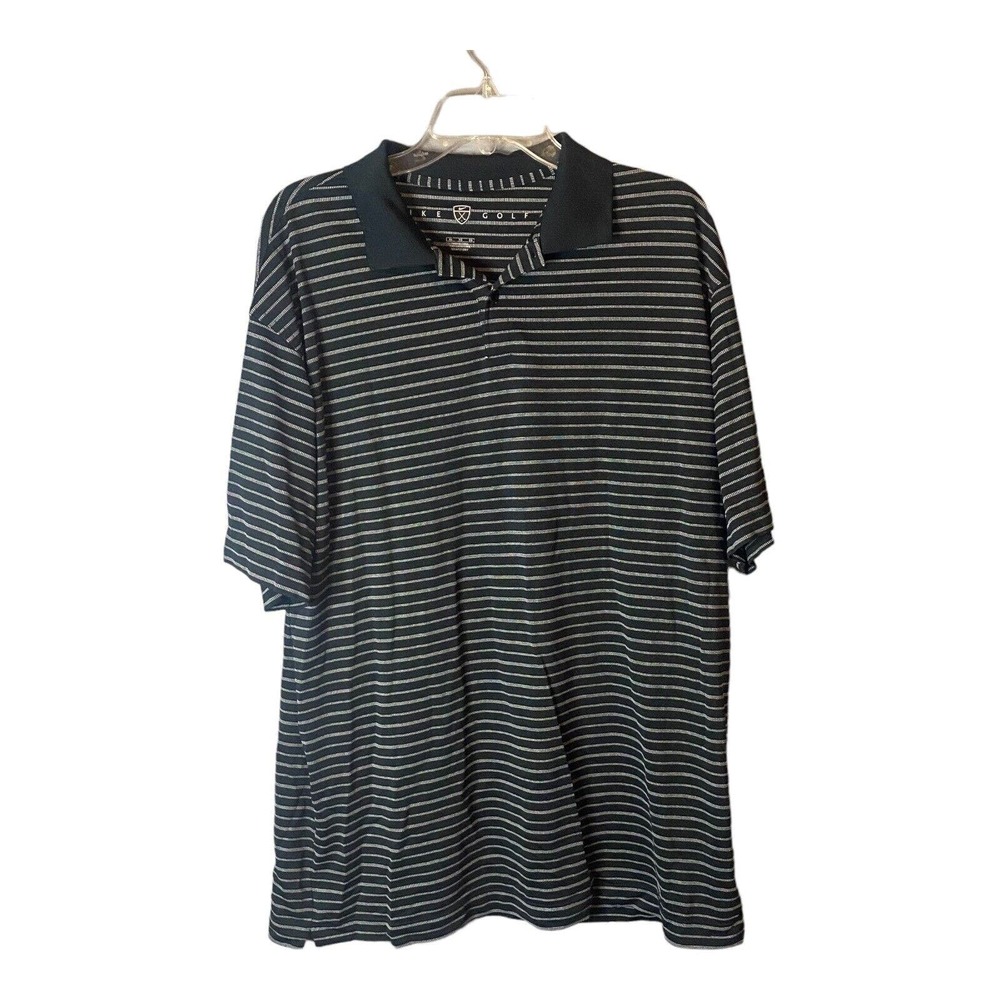 Nike Golf Men’s Black White Stripe Golf Polo Shirt Size X-Large fit dry